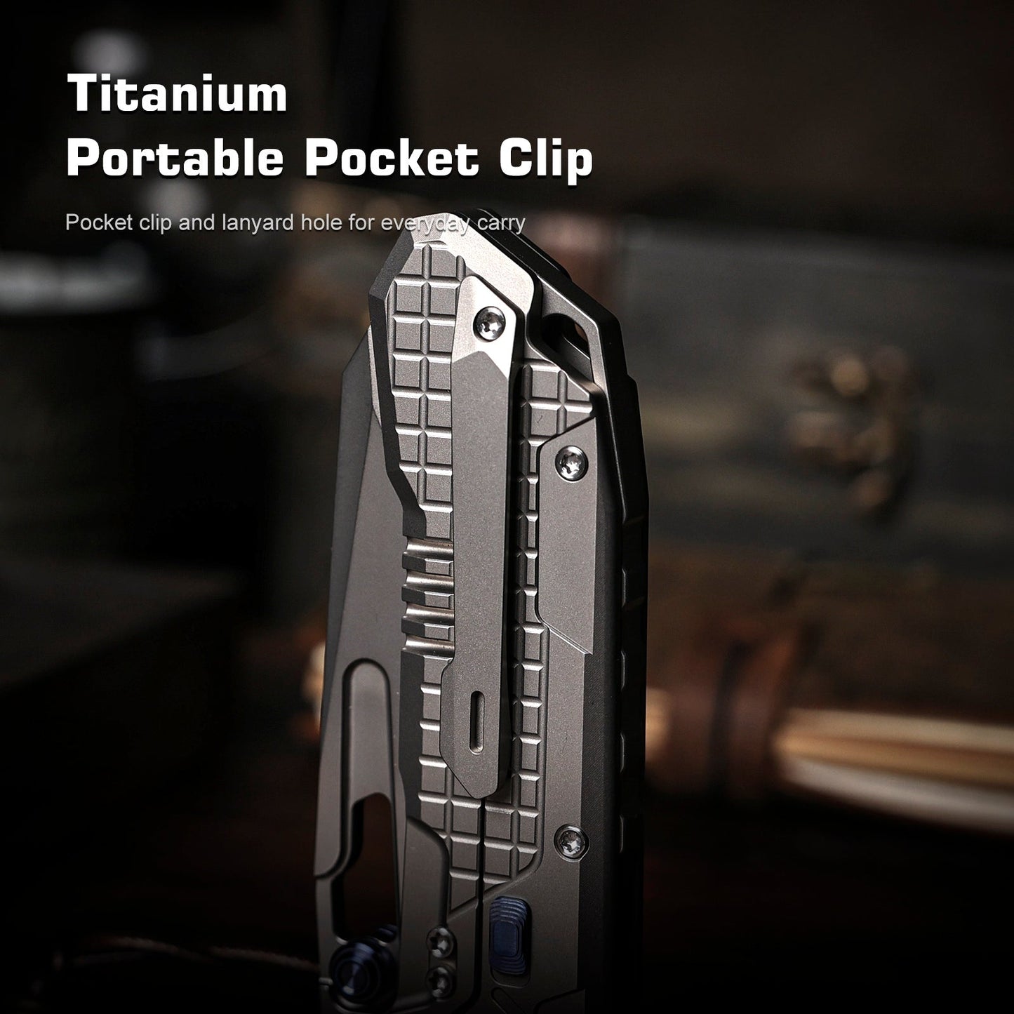 REMETTE RT-Cool Leopard Knife Innovative Button Frame Lock M390 Blade Titanium Handle Outdoor Camping Knives RTKS-T