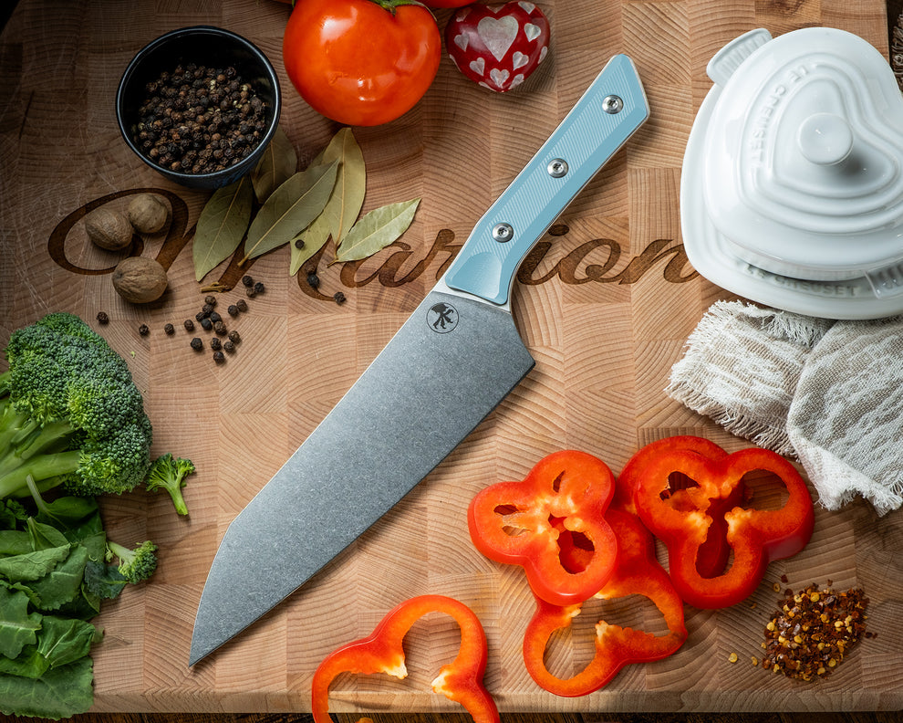 Microtech Gear Chef Knife Stonewash Standard Caribbean Blue G-10 (3000-10CA)