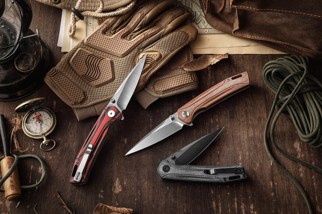 TRIVISA Volans-03RB Thumb Stud,3.26" 154CM Steel,Layers G10 Handle