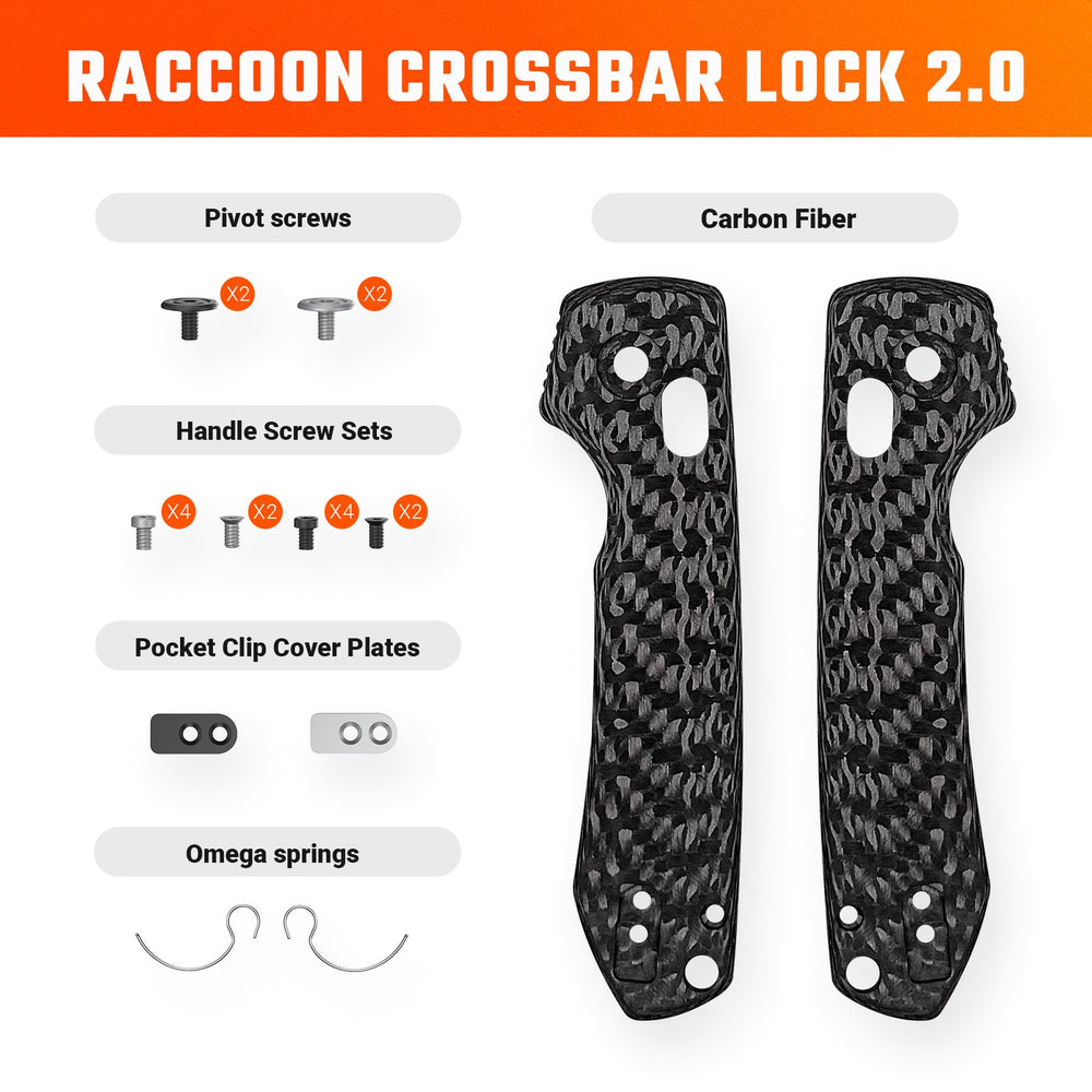 VOSTEED Raccoon® 2.0 Crossbar Lock Handle Scales Kits - Black Carbon Fiber - W0502