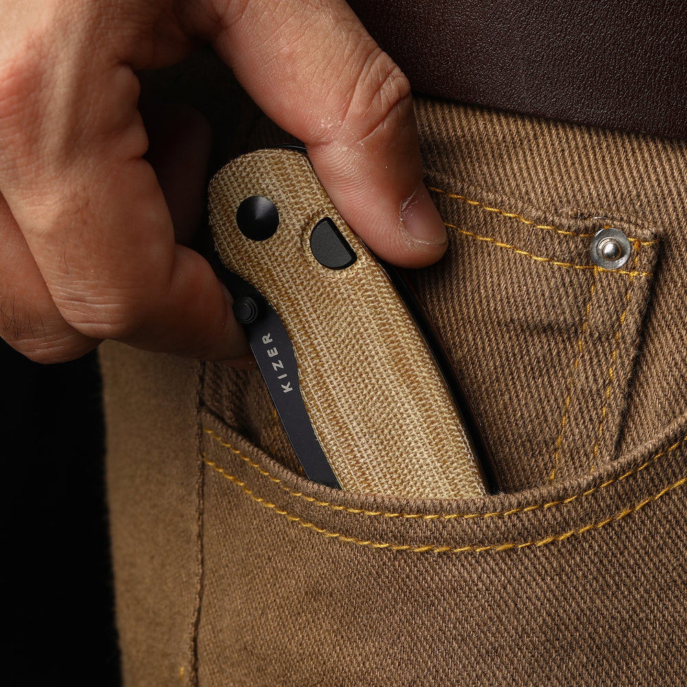 KIZER CUTLERY Phoca BD | 14C28N | Norplex UltreX™ Micarta | Button Liner Lock