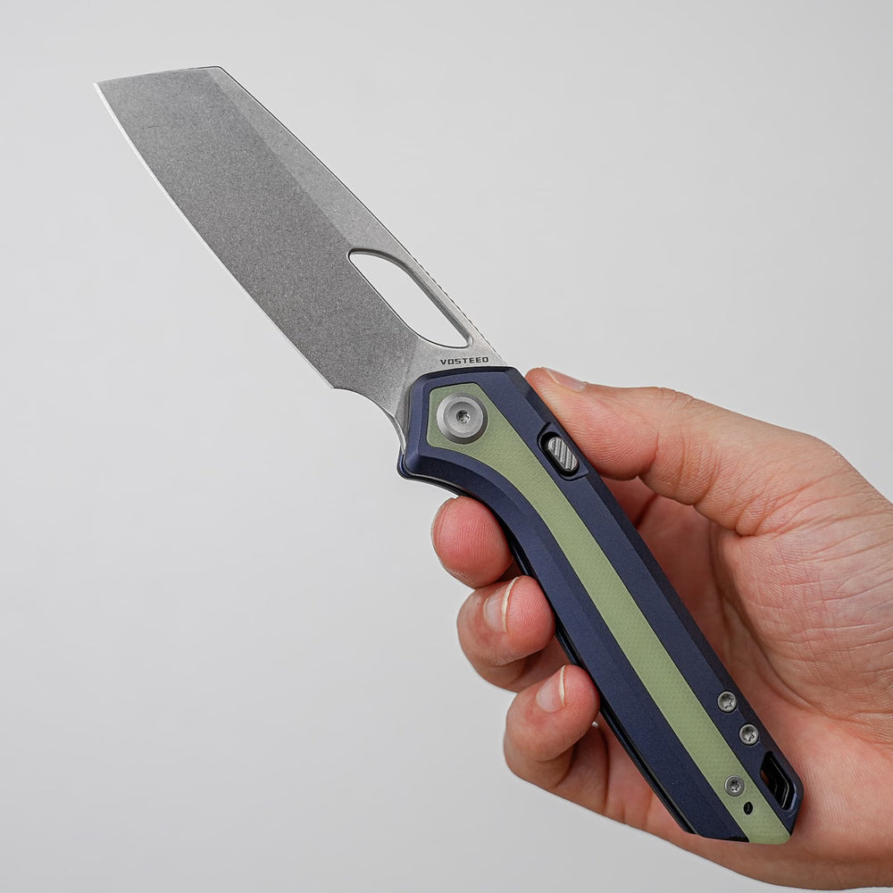 VOSTEED Kroc 329 -Top Liner Lock (3.29" S35VN Blade & Aluminum & Grow-in-the-Dark G10 Handle) - A1814