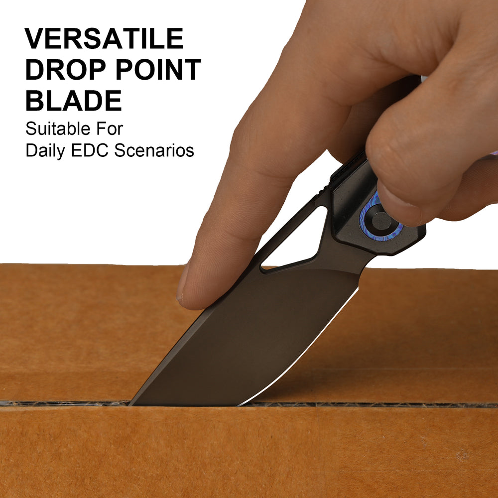 KIZER CUTLERY Topsail | S45VN | Titanium & Timascus | Matte DLC Ultra | Front Flipper | Ki3735A2