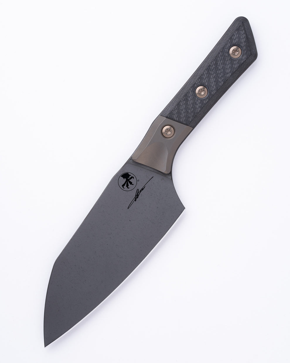 Microtech Gear Santoku 6" Knife DLC Standard Bronze Titanium Bolster Carbon Fiber (3200B-1DLCCFS)