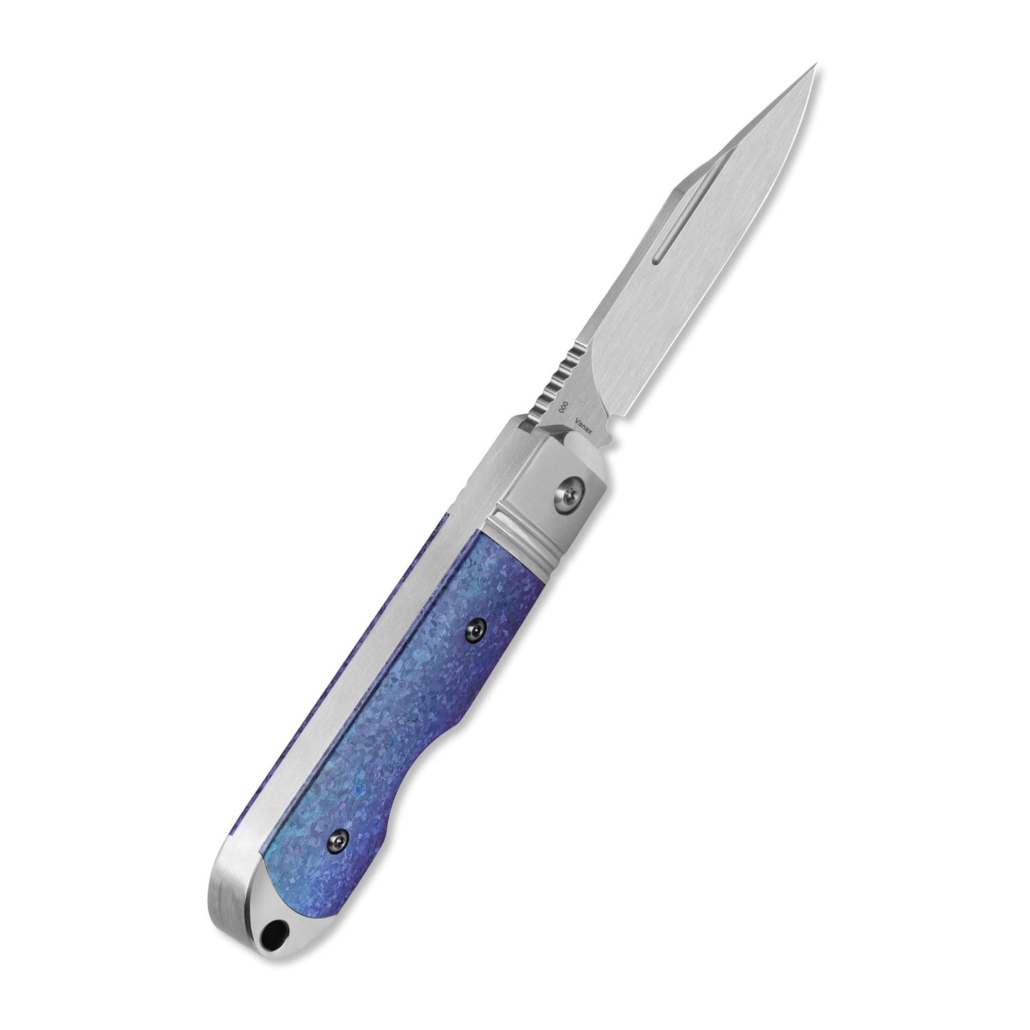 QSP Moray Slip Joint Pocket Knife Vanax blade Blue Crystal Titanium Handle-Limited Edition