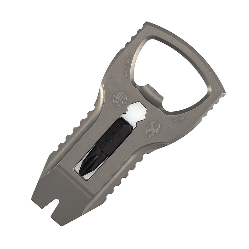 KANSEPT KNIVES PryOfSorts Titanium EDC Multi-Tool | Pry Bar, Bottle Opener & Magnetic Bit Driver | Plain Titanium | Designed by Koch Tools-C010A1