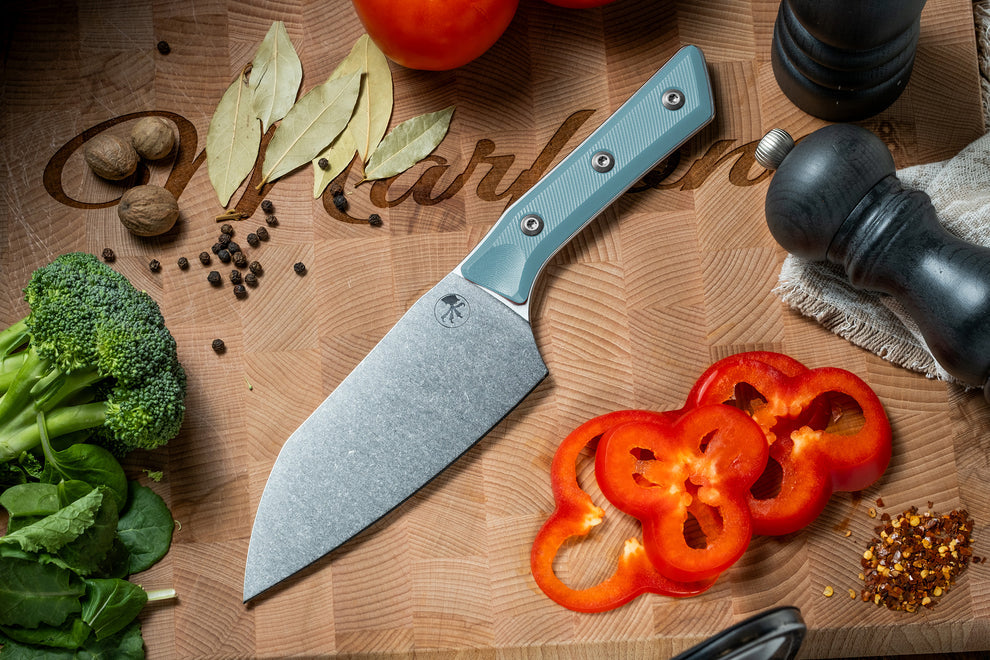 Microtech Gear Santoku 6" Knife Stonewash Standard Caribbean Blue G-10 (3200-10CA)