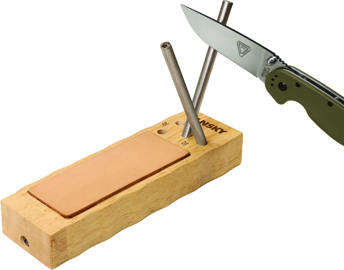 LANSKY 4-Rod Diamond/Ceramic TurnBox Crock Stick® Knife Sharpener with Leather Strop