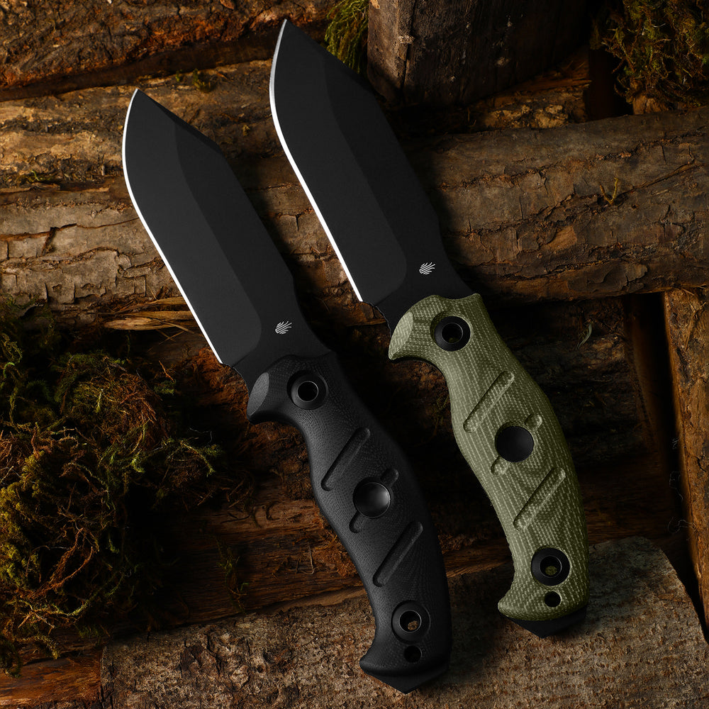 KIZER CUTLERY Sheepdog® Survival | Hammer Pommel · Bow Drill Divot | Black G10