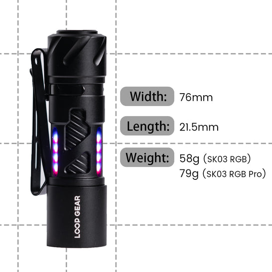 LOOP GEAR SK03 RGB Aluminum Black LED Flashlight