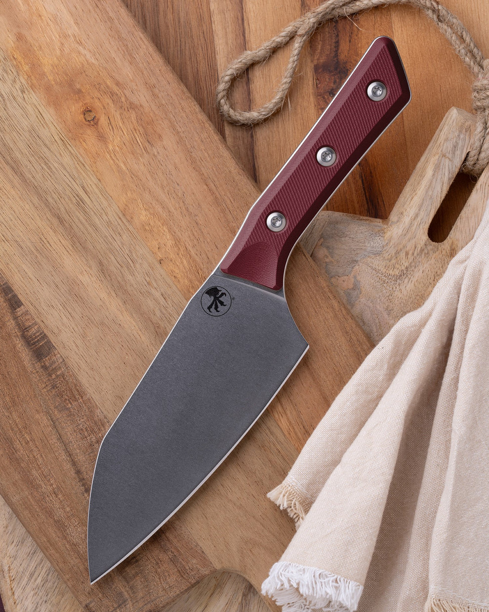 Microtech Gear Santoku 6" Knife Stonewash Standard Merlot G-10 (3200-10MR)
