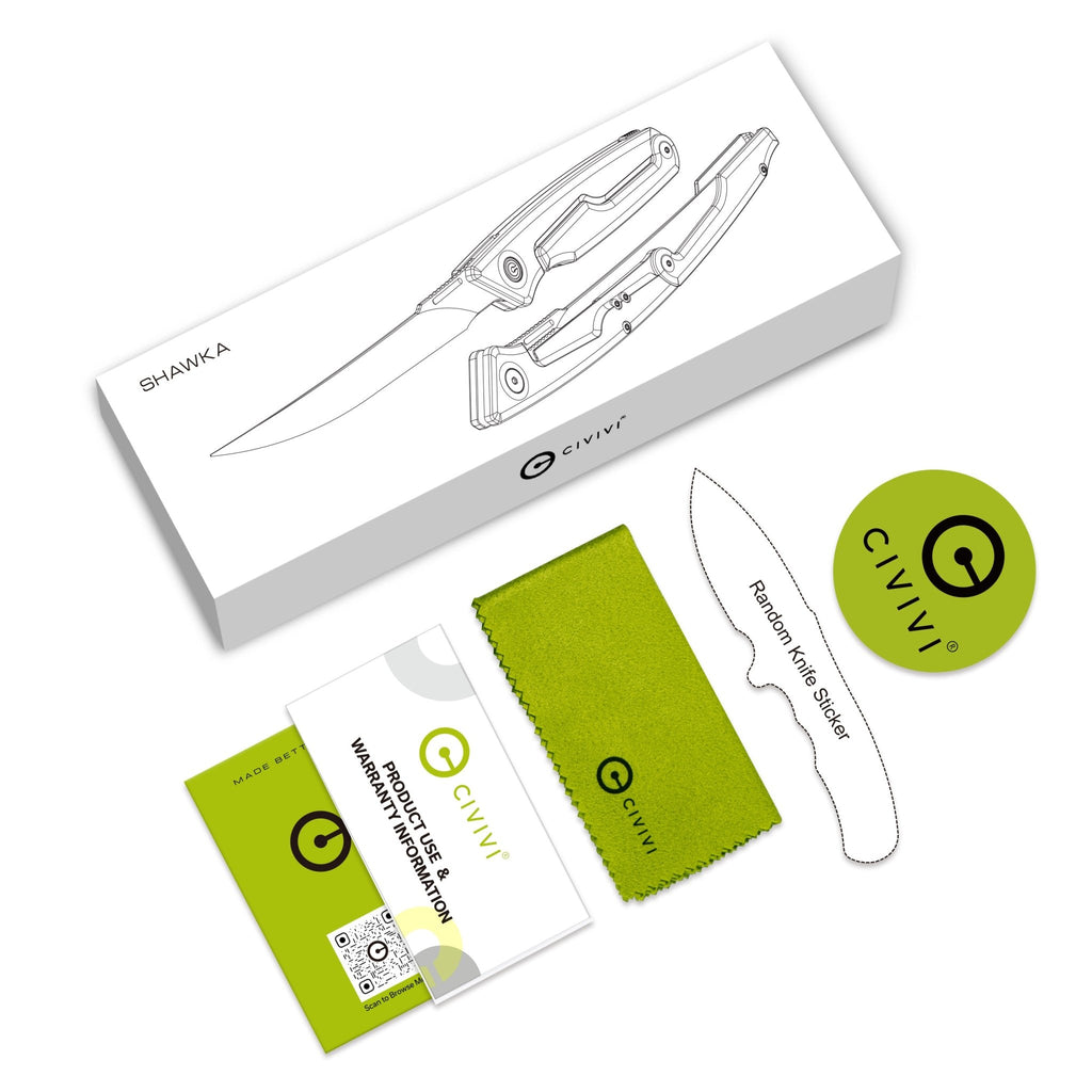 CIVIVI Shawka Folding Fillet Knife Aluminum Handle (5.81" 14C28N Blade) C22029B-3, With 1PC Black Nylon Sheath