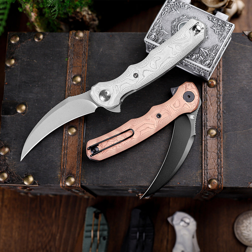 TRIVISA Lacerta-CU Liner Lock EDC Folding Pocket Knife 3.34'' 14C28N Steel Blade,Copper Foil Handle,Tiguass Design
