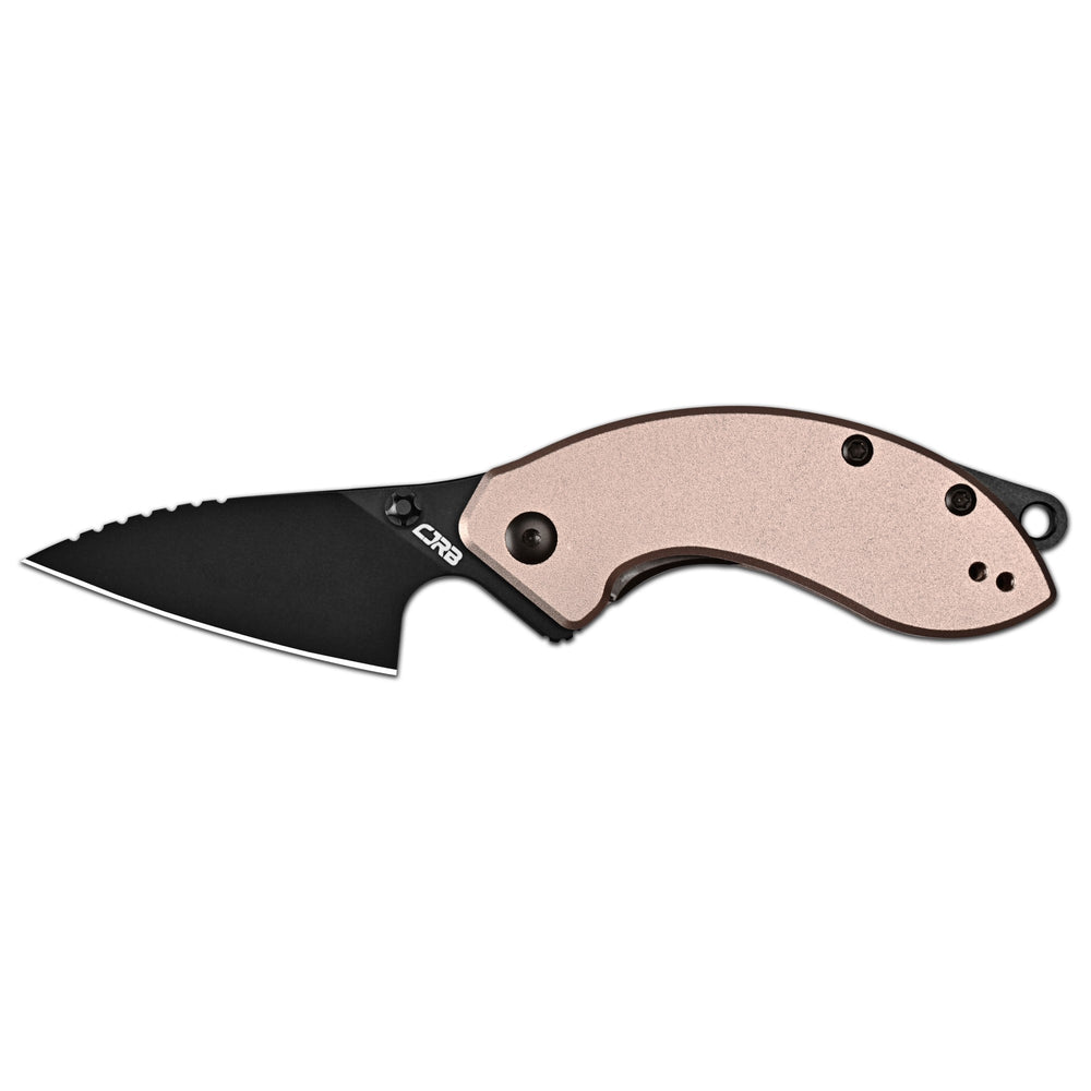 CJRB Spud Thumb Stud & Liner Lock Neck Knife Champagne Aluminum Handle(2.34'' AR-RPM9 Steel Black PVD Coating Blade) J1971-CP
