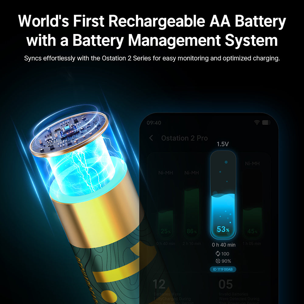 OLIGHT Ostation Ecolast 1.5V 2100mAh AA Smart Rechargeable Lithium-ion Batteries (4 Pack)