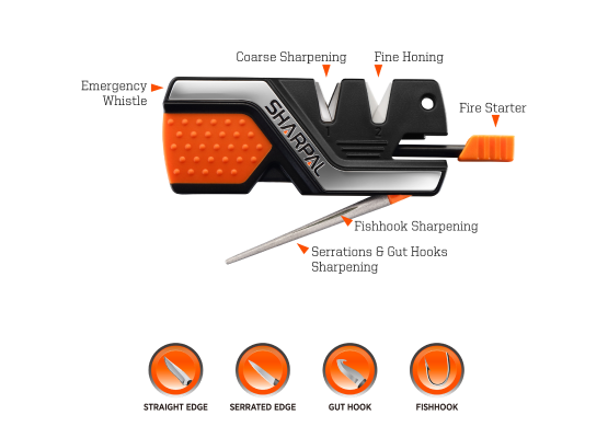 SHARPAL 6-IN-1 KNIFE SHARPENER & SURVIVAL TOOL