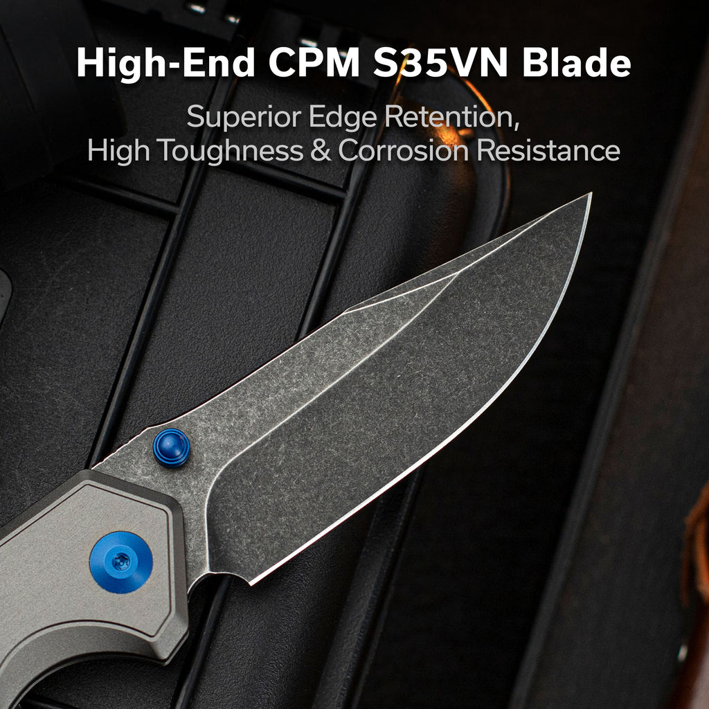 CIVIVI ELITE Brova Thumb Stud & Top Liner Lock Knife Gray Aluminum Handle (3.41" Black Stonewashed CPM S35VN Blade) CE25093-1