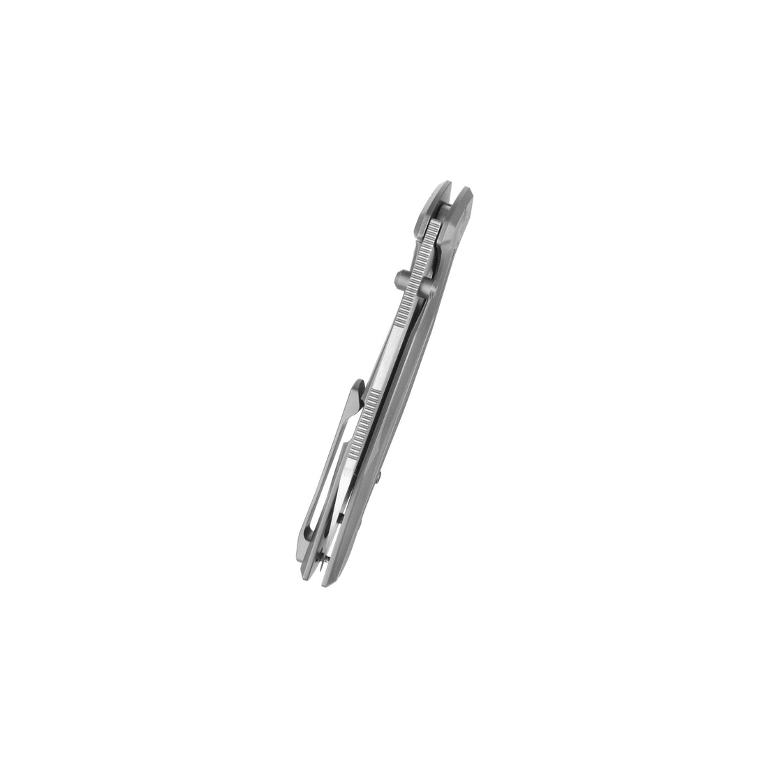 KB Nova Reverse Tanto Frame Locking Folding Knife Sandblast Titanium Handle 3.66" Belt Satin M390 Blade KB495A