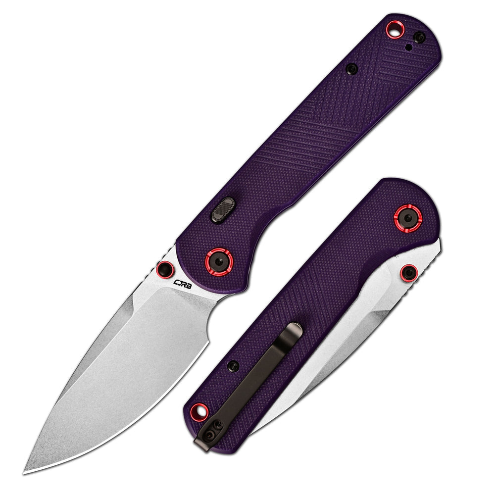 CJRB Latitude Thumb Stud & Top Liner Lock EDC Knife Purple CNC G10 Textured Handle(3.47'' AR-RPM9 Steel Stone Wash Blade) J1975-PU