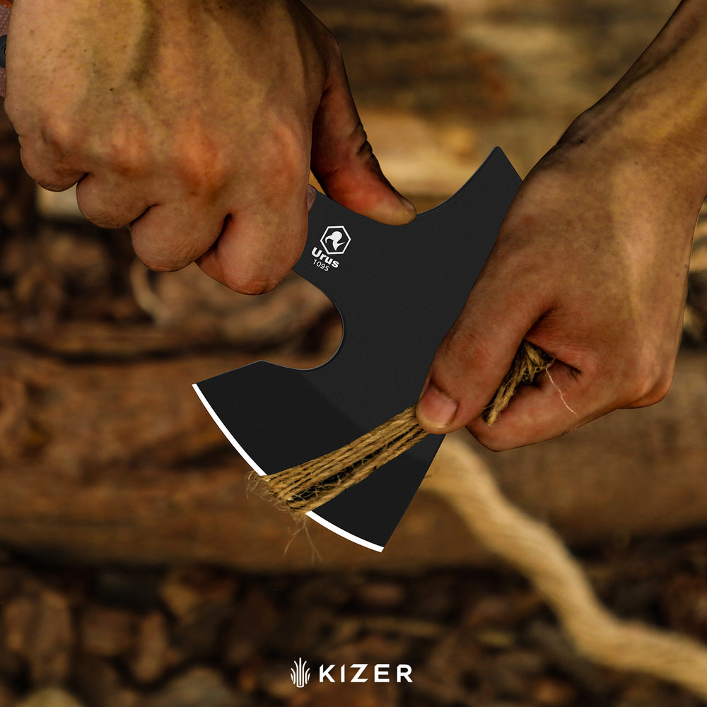 KIZER CUTLERY Urus | Lightweight Axe | 1095 | Black Coating | Micarta | Camping Outdoor Tool | KizerV™ 1073A1