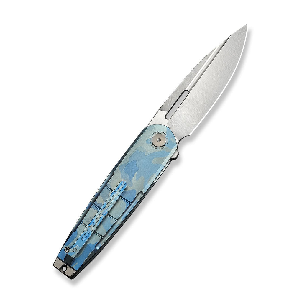 WEKNIFE Hull Flipper Knife Blue Terrain Titanium Handle & Gray Endcap (3.89" Hand Polished Satin Bohler M390 Blade) WE24046-3