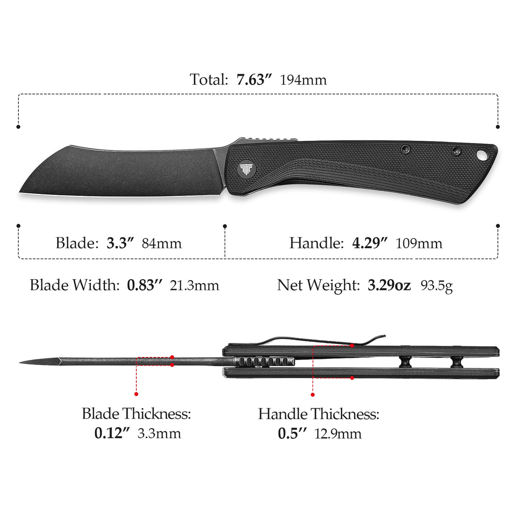 TRIVISA Norma-03B Higonokami Pocket Knife,3.3" 14C28N Steel,G10 Handle