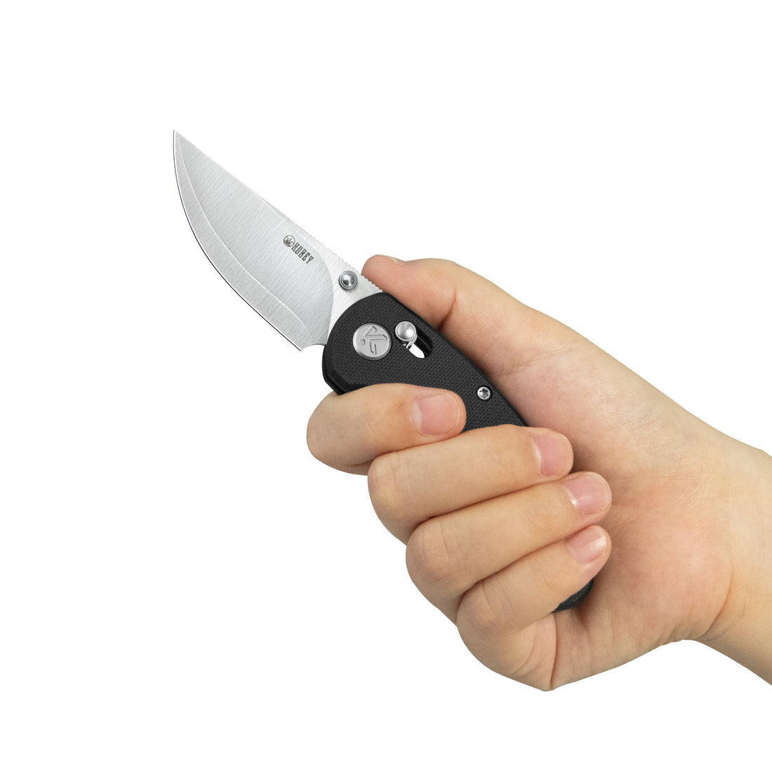 Kubey Sparrow Crossbar Lock Everyday Carry Folding Knife Black G10 Handle 2.2" Satin San Mai AUS-10 KU449A