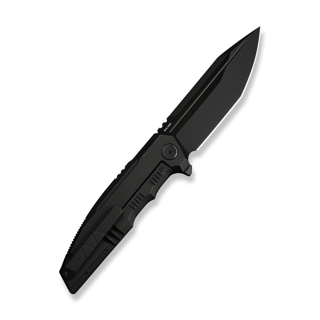 WEKNIFE Breach Flipper Knife Black Titanium Handle (3.85" Black Stonewashed Bevels, Black Brushed Flats Bohler M390 Blade) WE25077-2