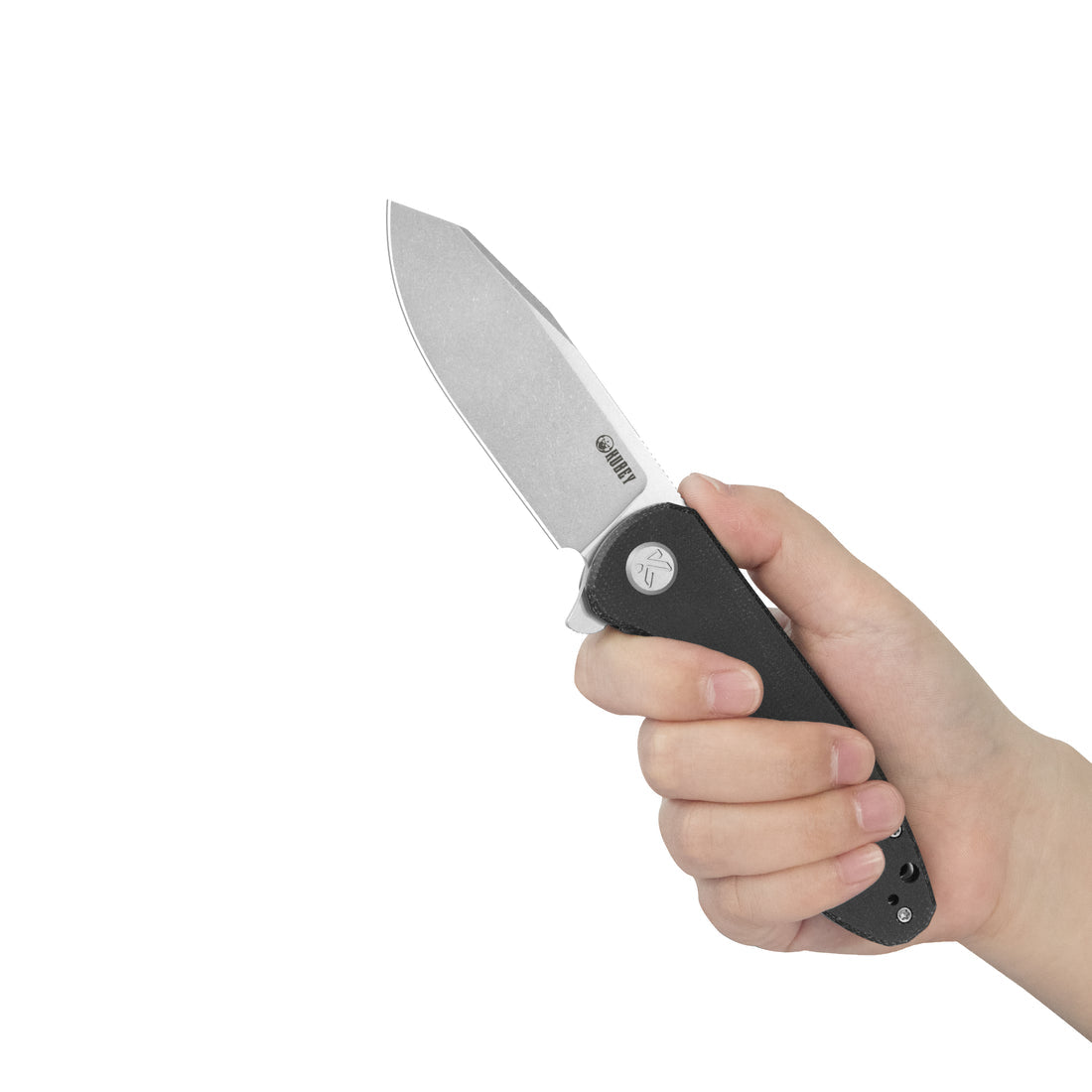 KUBEY Master Chief Outdoor Folding Pocket Knife Black Micarta Handle 3.43" Beadblast 14C28N KU358K