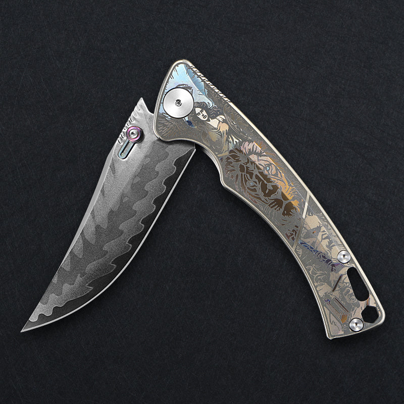 CH Otoman Frame Lock Sliver Ti （3.75'' Mirror Elmax core)