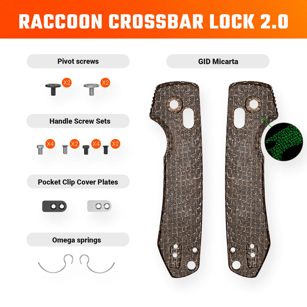 VOSW0501 Raccoon® 2.0 Crossbar Lock Handle Scales Kits - Brown GID Micarta - W0501