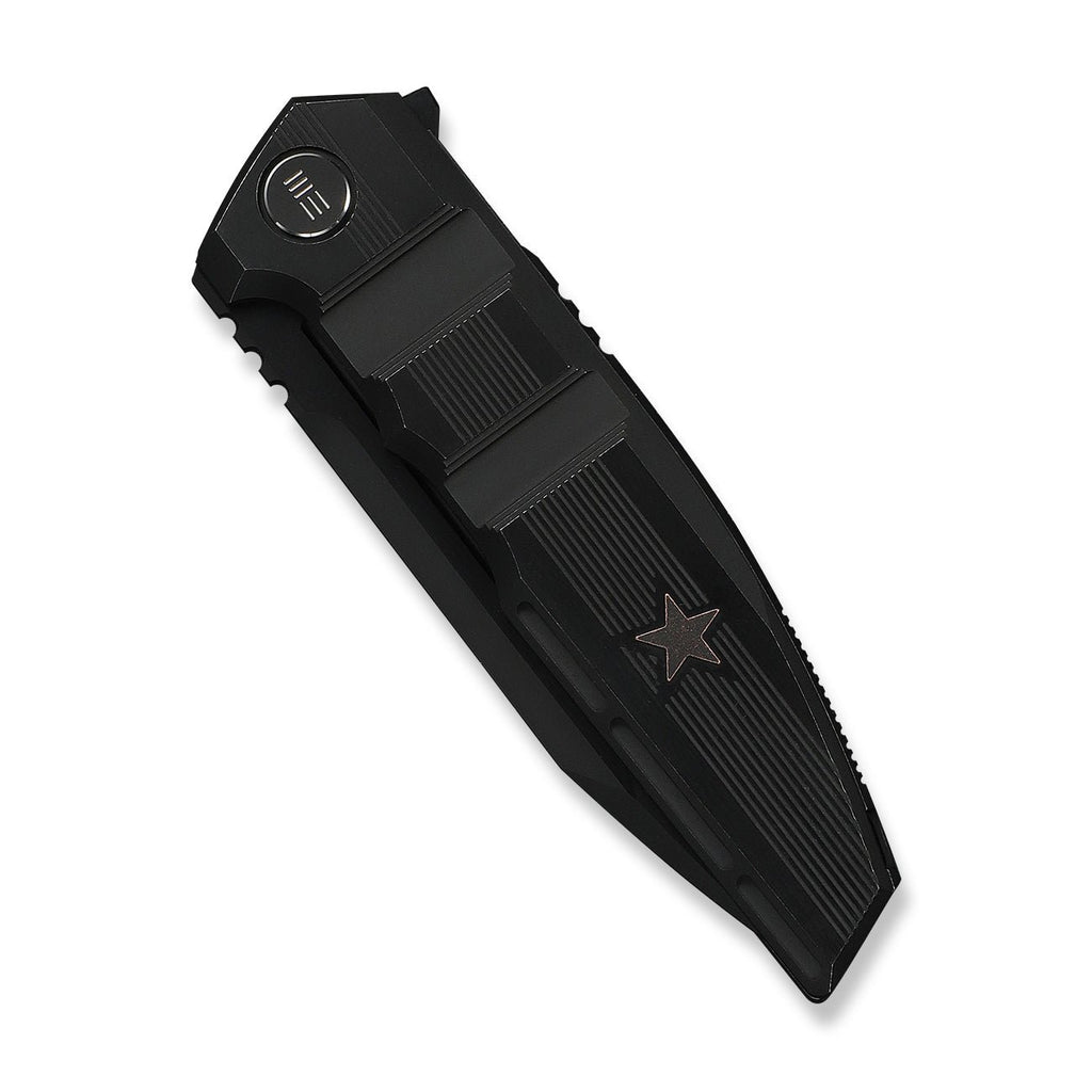 WEKNIFE Breach Flipper Knife Black Titanium Handle (3.85" Black Stonewashed Bevels, Black Brushed Flats Bohler M390 Blade) WE25077-2