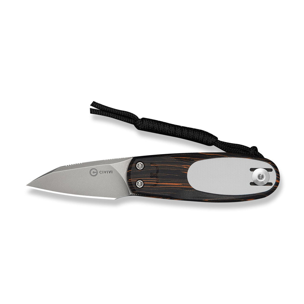 CIVIVI Purr Flipper & Slip Joint Knife Orange, Black & White G10 Handle (1.83" Stonewashed Nitro-V Blade ,With 1PC Black Lanyard) C25054-5, Each Handle Features Random Color Distribution