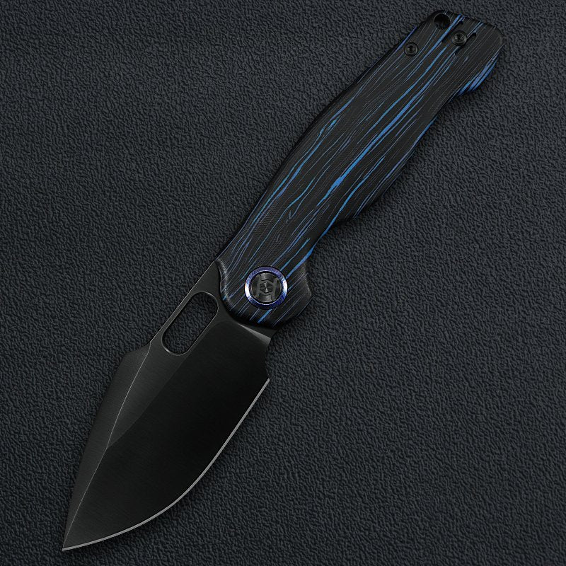 KUNWU KNIVES Gringo Verta Lock Blue G-mas with DLC Blade