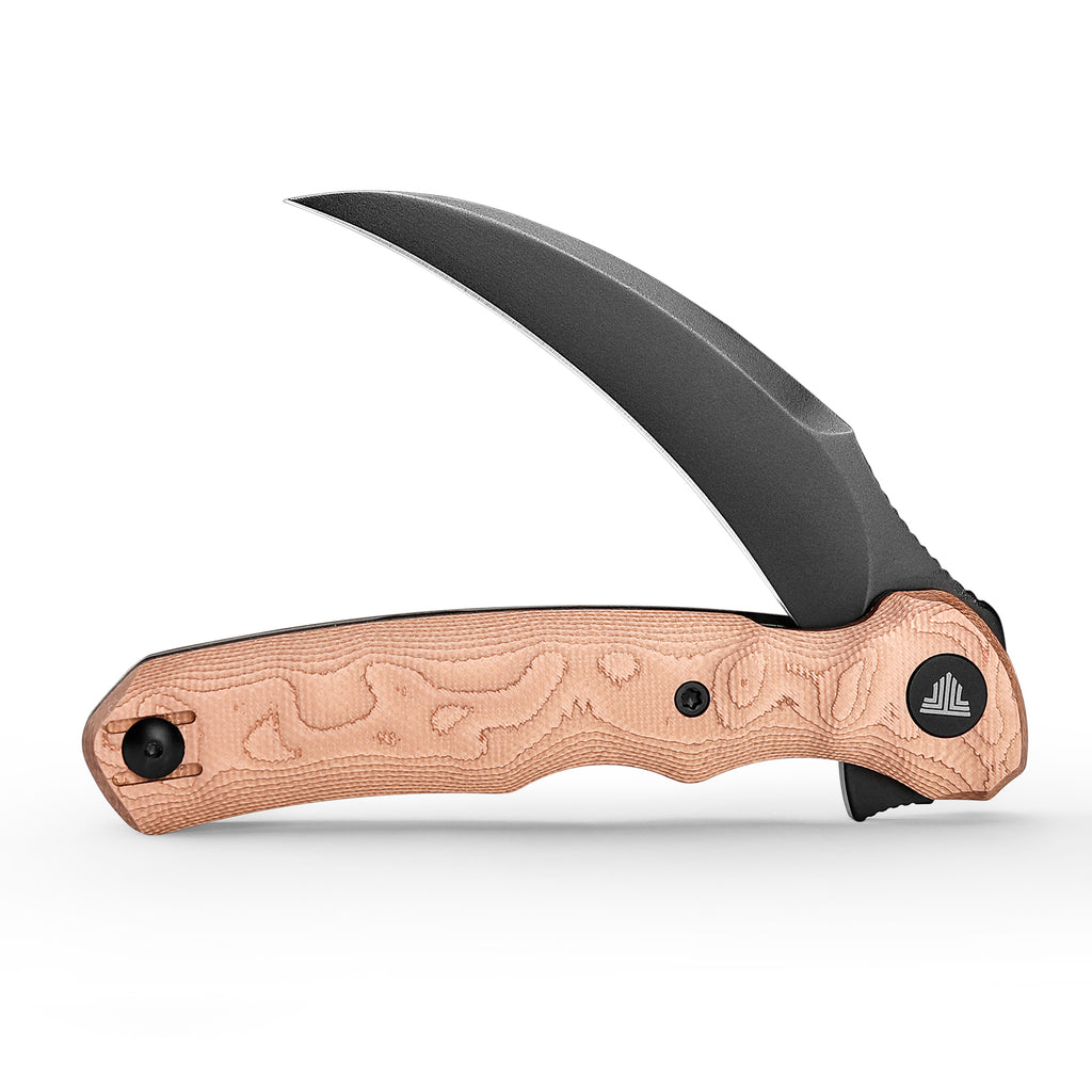 TRIVISA Lacerta-CU Liner Lock EDC Folding Pocket Knife 3.34'' 14C28N Steel Blade,Copper Foil Handle,Tiguass Design