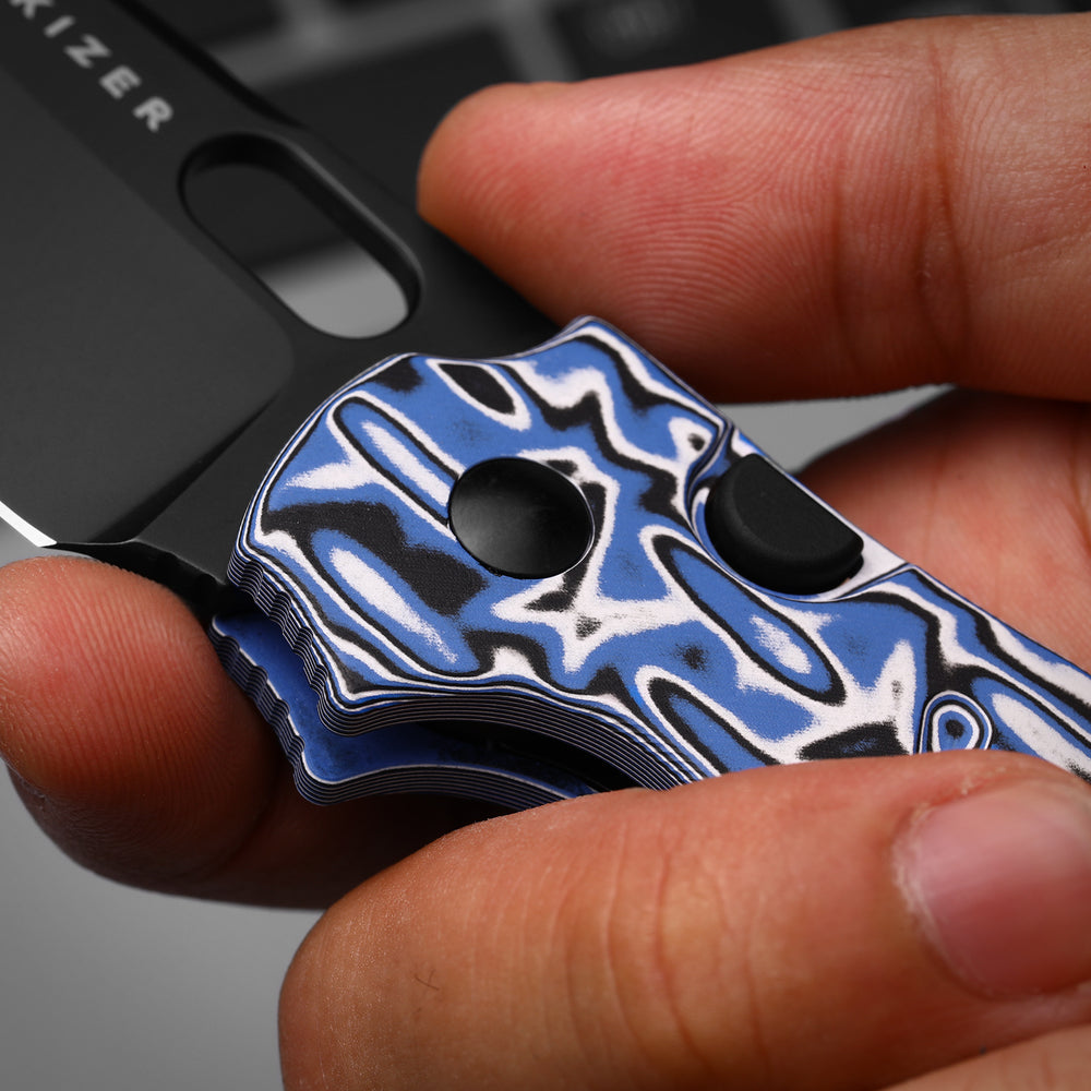 KIZER CUTLERY Sheepdog® C01C 2.9 BS | Kizer Button Liner Lock™ | Nitro-V | Vortex Pattern Micarta | PVD Coating | KizerV™ 3488.29BSA1