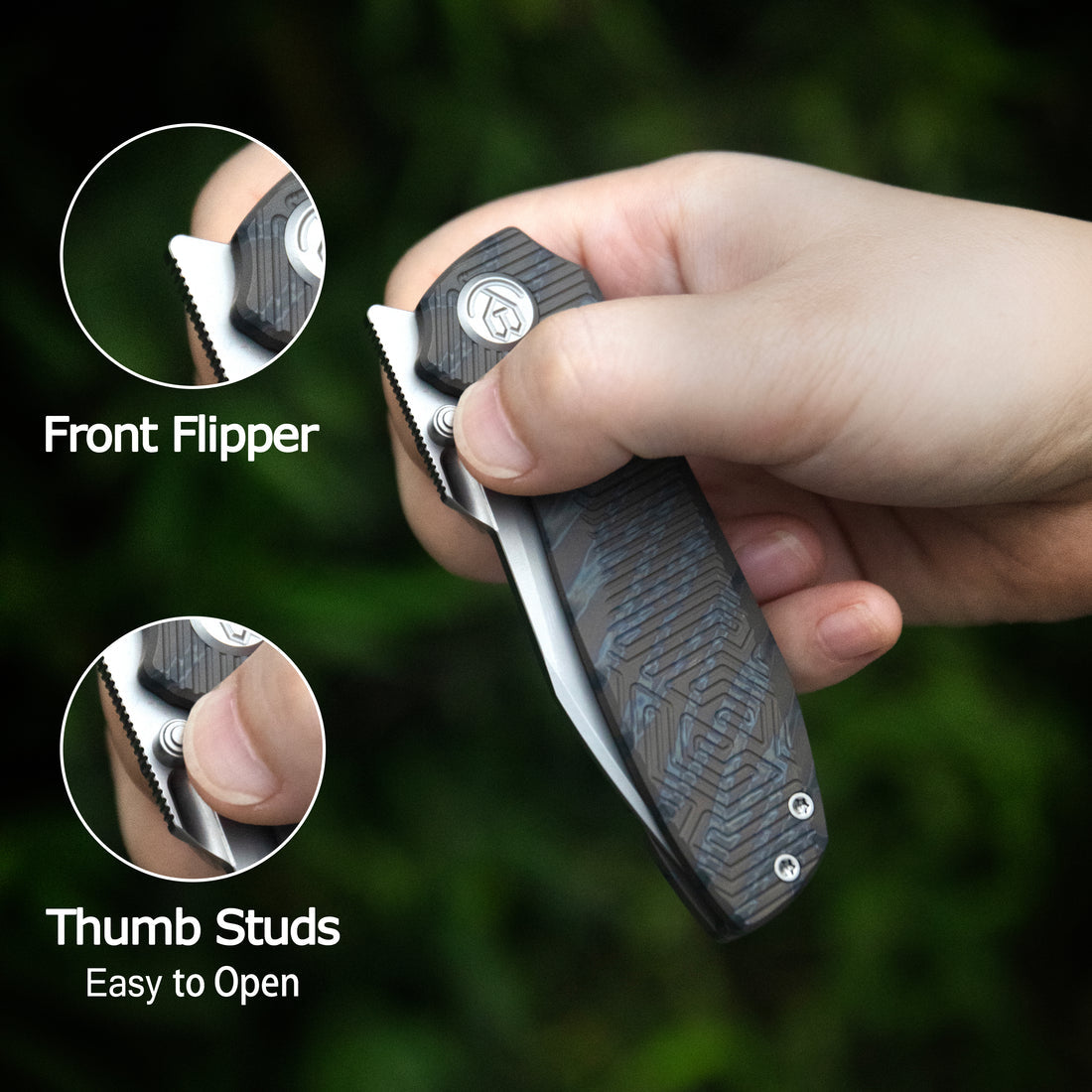 KB Agera Frame Lock Pocket Folding Knife Regular DLC Titanium w/ Maze Pattern Milling Handle 3.03'' Regular DLC M390 Blade KB437C