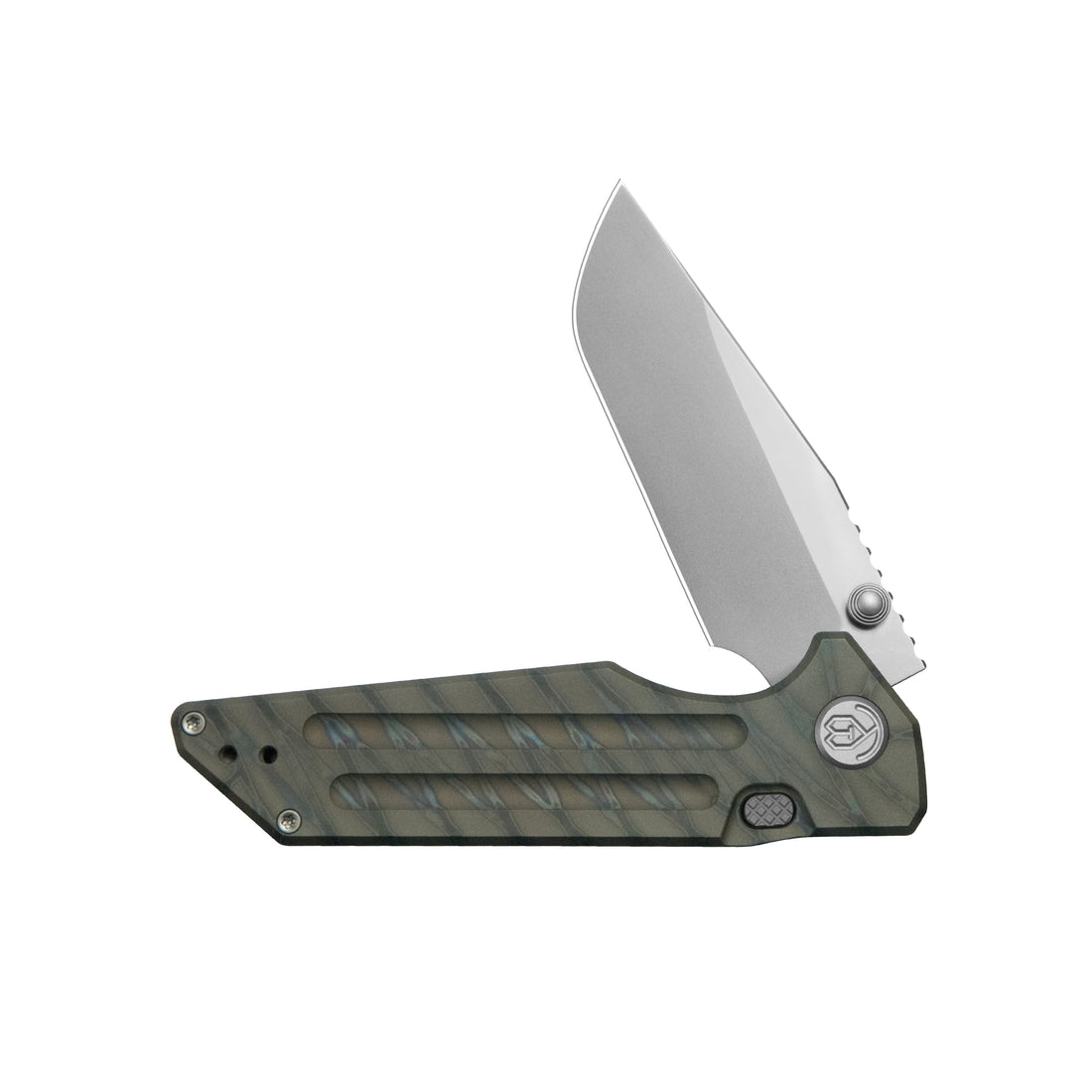 KB Relentless Folding Knife Flame Ano Titanium Handle 3.46'' Silver Bead Blasting M390 Blade KB462F