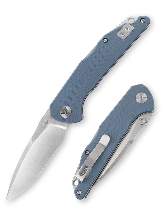 TRIVISA Arae-03G Back Lock EDC Folding Knfe,3.3" 14C28N Steel blade,G10 Handle