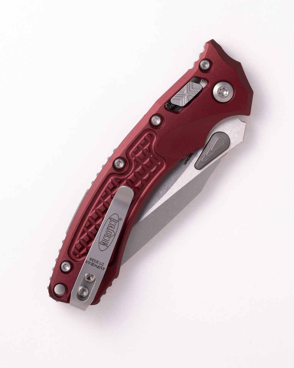Microtech Gear Amphibian® Mini RAM-LOK® STONEWASH STANDARD FRAG ALUMINIUM MERLOT (137MRL-10FRMR)