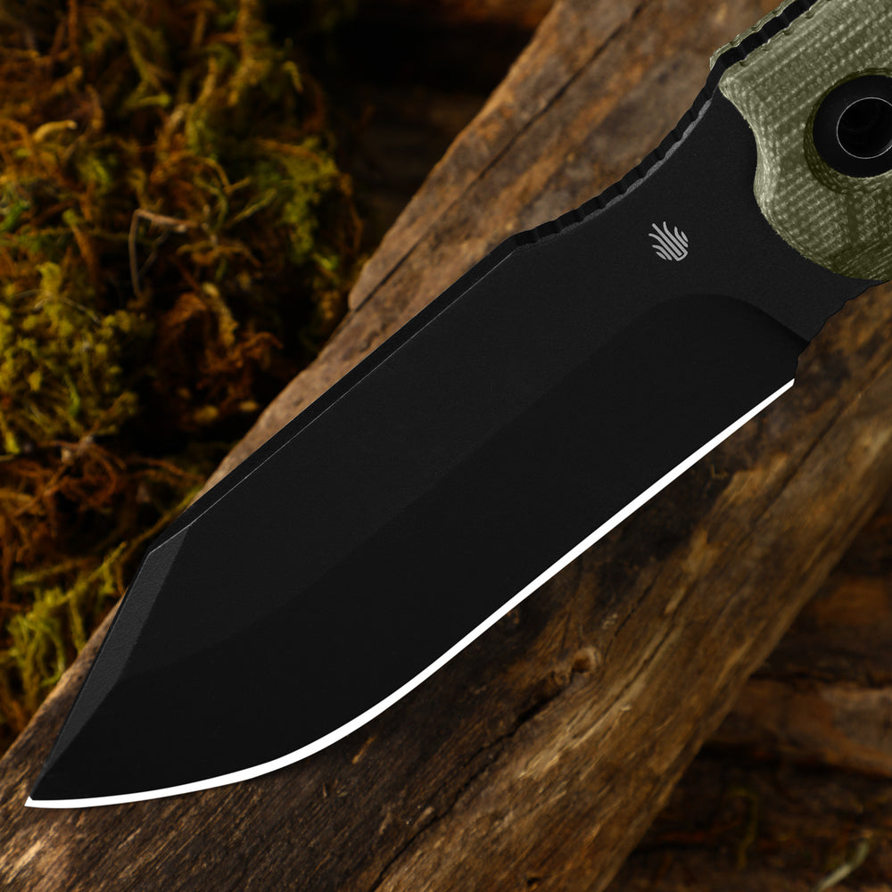 KIZER CUTLERY Sheepdog® Survival | Hammer Pommel · Bow Drill Divot | Green Micarta