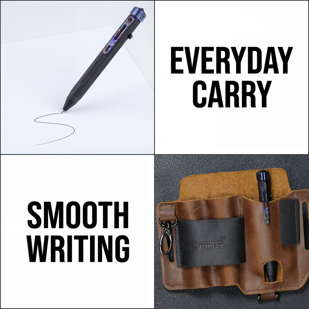 Hightron Vortron Titanium Pen, Black Coated Titanium with Zirconium Damascus Spinner & Clip
