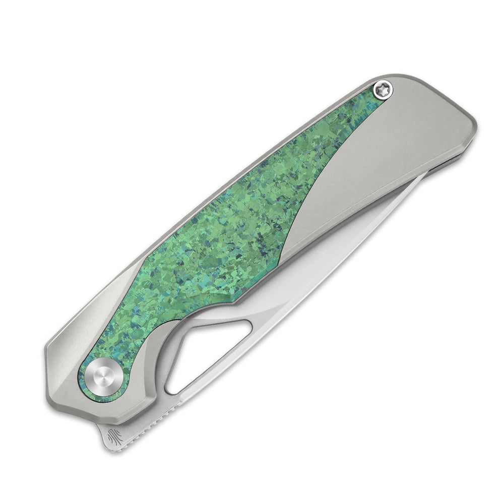 KIZER CUTLERY Topsail | M390 | Titanium & Crystallized Titanium | Front Flipper | Ki3735A4