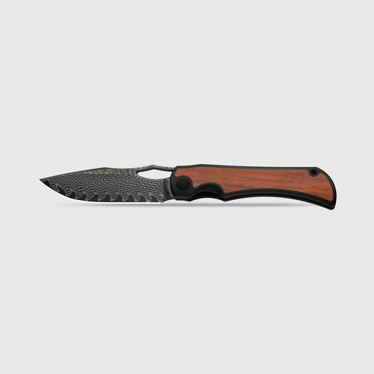 KIZER CUTLERY Allure | Acid Washed Damascus | Titanium & Panama Rosewood