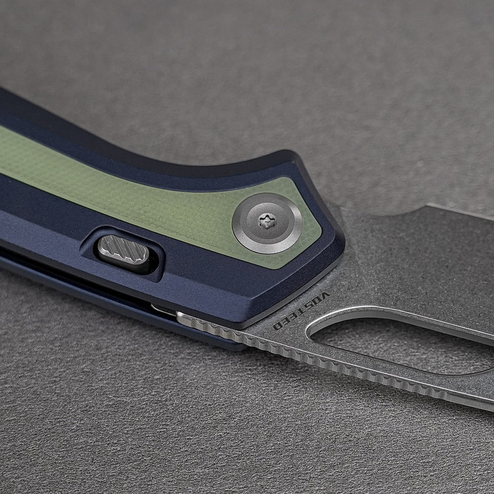 VOSTEED Kroc 329 -Top Liner Lock (3.29" S35VN Blade & Aluminum & Grow-in-the-Dark G10 Handle) - A1814