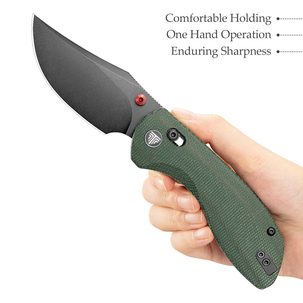TRIVISA Hippo-GM Crossbar Lock EDC Folding Pocket Knife,3.4" 14C28N Steel Blade,Micarta Handle