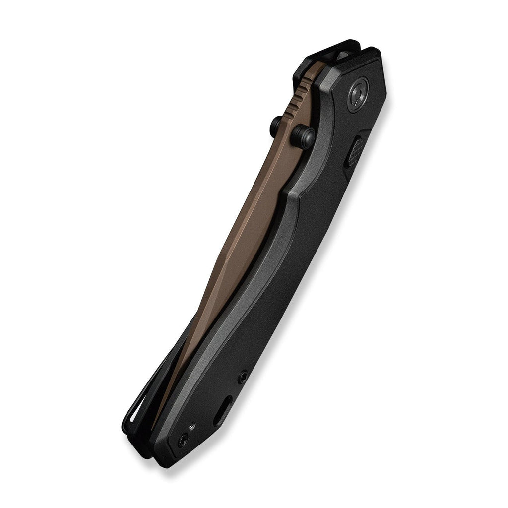 CIVIVI ELITE Brova Thumb Stud & Top Liner Lock Knife Black Aluminum Handle (3.41" Dark Brown Stonewashed CPM S35VN Blade) CE25093-2