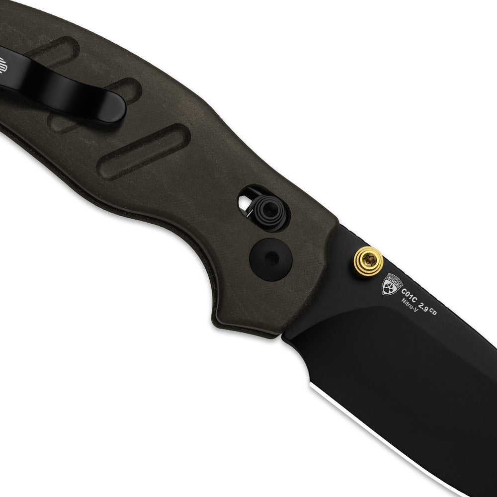 KIZER CUTLERY Sheepdog® C01C 2.9 CD | Kizer Clutch Lock™ | Richlite | Nitro-V | PVD Coating | KizerV™ 3488.29CDA2