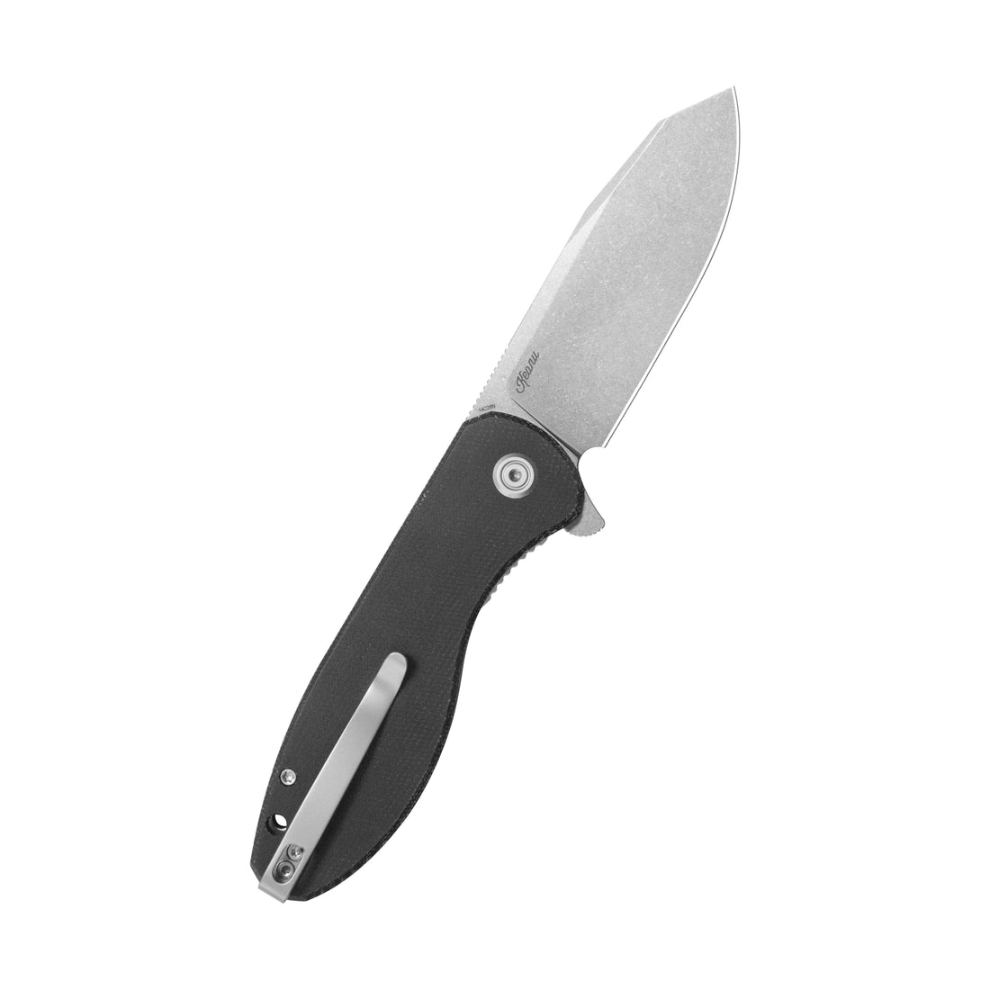 KUBEY Master Chief Outdoor Folding Pocket Knife Black Micarta Handle 3.43" Beadblast 14C28N KU358K