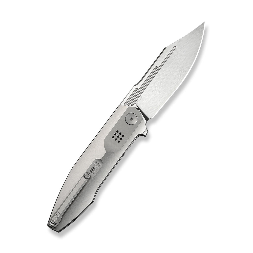 WEKNIFE Flight Line Flipper Knife Polished Bead Blasted Titanium Handle (3.81" Hand Rubbed Satin Bohler M390 Blade) WE23089-3